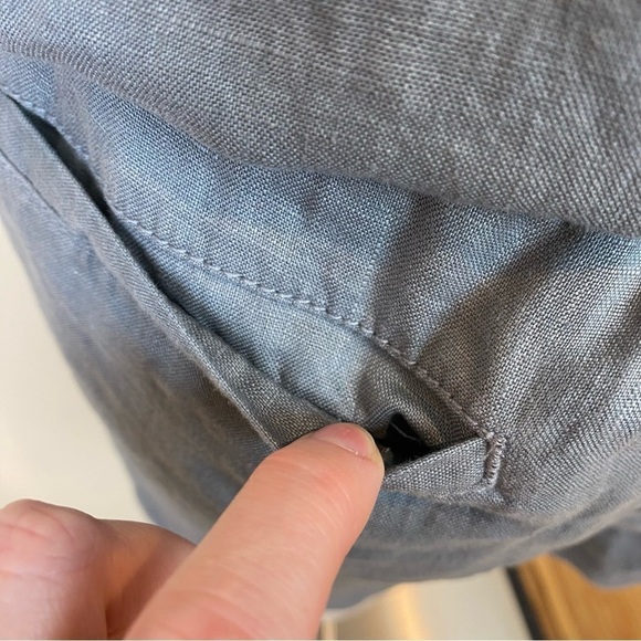 Lou & Grey Loft NWT Linen Dusty Gray Romper Sz S Tie Neck Racerback Pockets - Picture 11 of 15